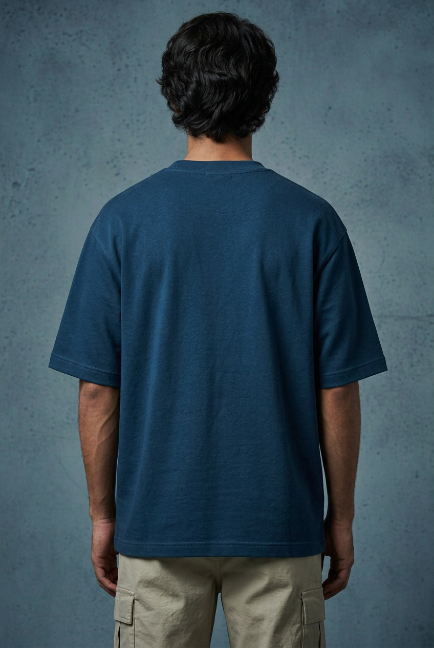Male plain back of dark turquoise Money tee