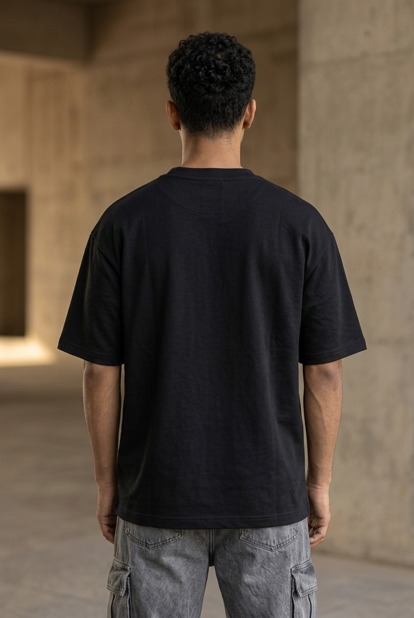 Old Picture black men's oversized tee, plain back view