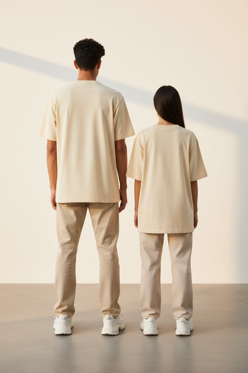 Light Beige | Premium Oversized Boxy Fit T-Shirt