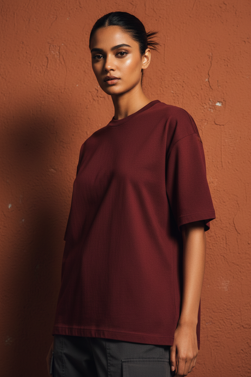Maroon | Premium Oversized Boxy Fit T-Shirt