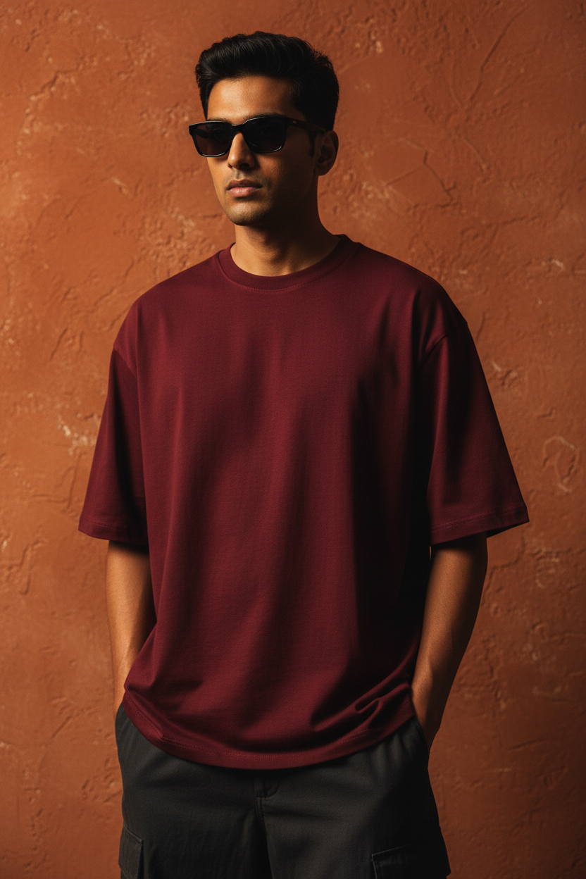 Maroon | Premium Oversized Boxy Fit T-Shirt